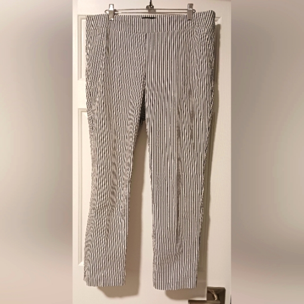Striped Blue and White Straight Leg Pants